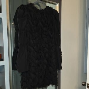 Black Textured Fringe Dress